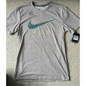 Men’s Nike “FLY” T-Shirt Gray, Green Logo New w/ Tags Size M